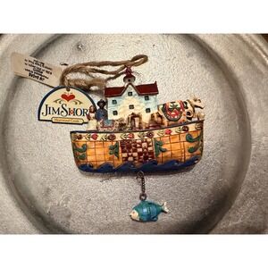 Jim Shore Heartwood Creek Noah Ark Ornament with Fish Charm